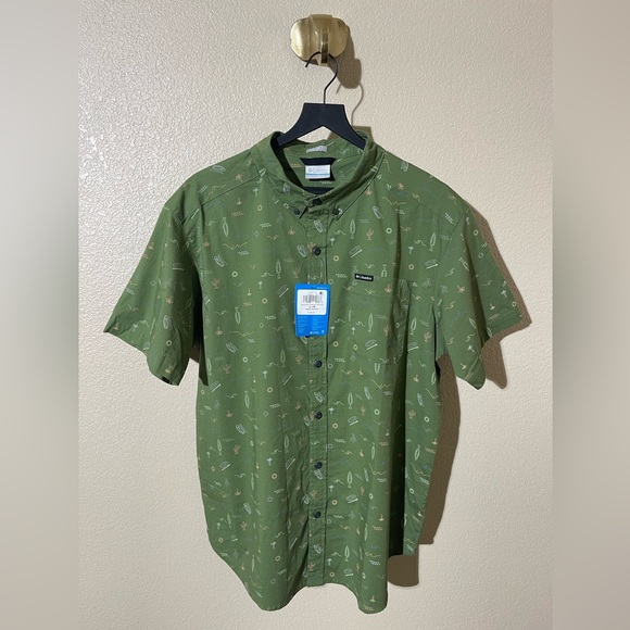 Columbia Green Casual Button Down Shirt - Picture 1 of 7